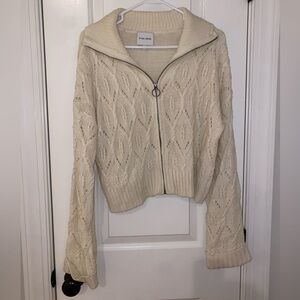 Pink Rose Cream Cable Knit Cardigan